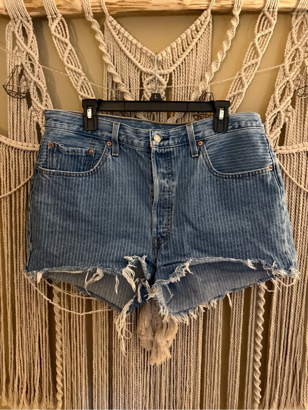 Levi's Light Blue Distressed Cutoff Jean Shorts